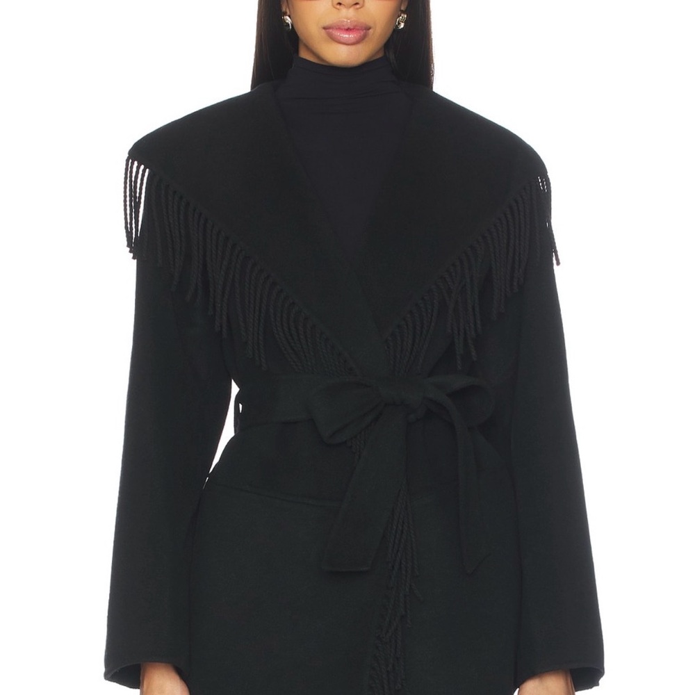 Jonathan Simkhai Black Fringe Belted Sweater